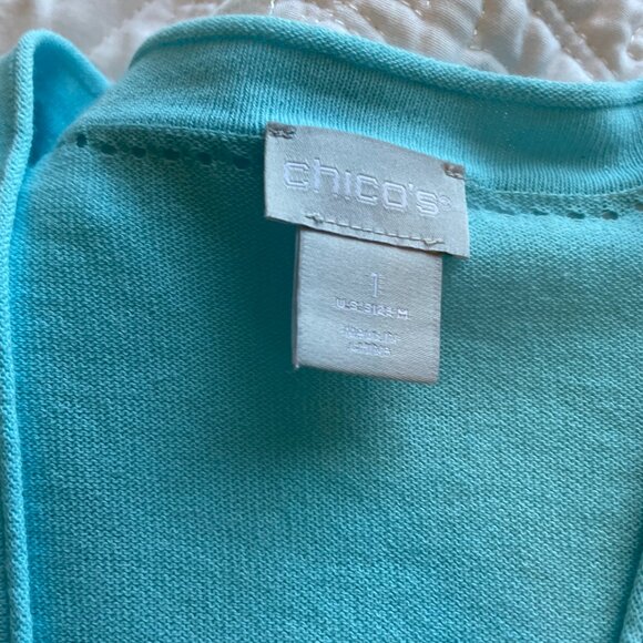 Chicos cardigan sweater button plus cami aqua blue size 0 and 1 *READ* med set - Picture 5 of 12